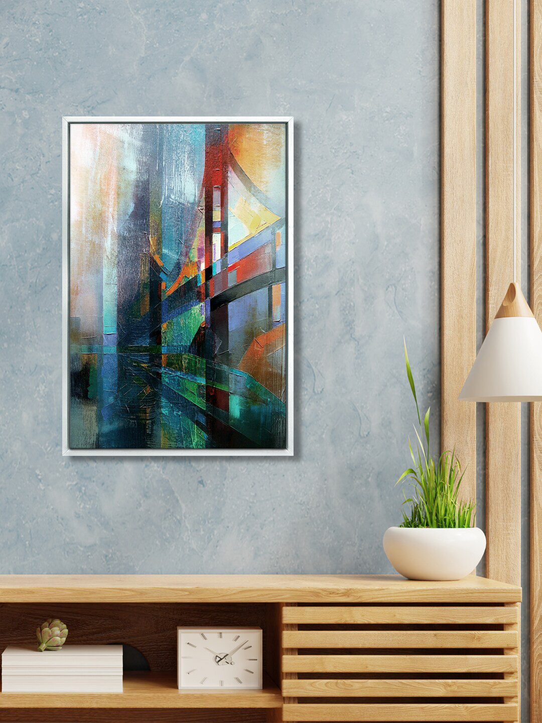 999Store Blue & Red Abstract Painting Canvas Wall Art