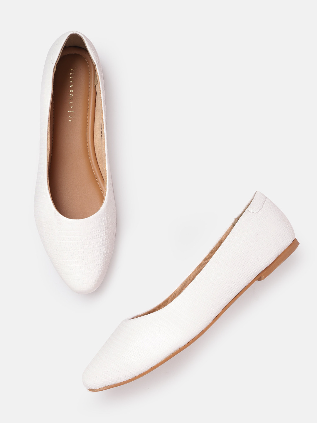 Allen Solly Women White Snakeskin Textured Ballerinas