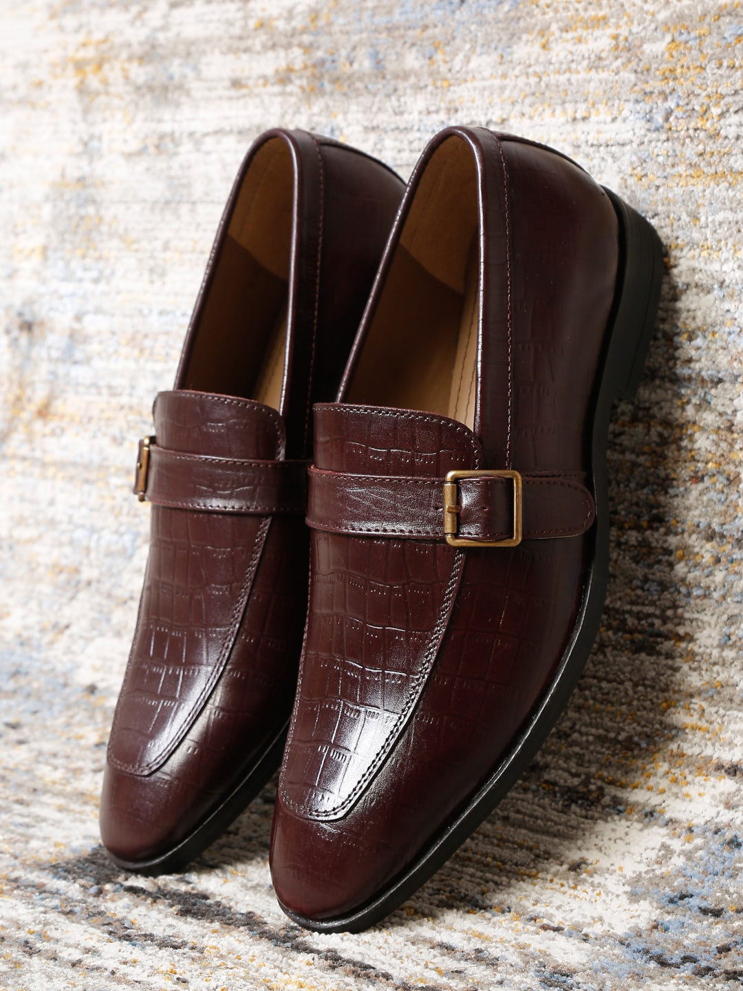 LOUIS STITCH Men Red Leather Loafers