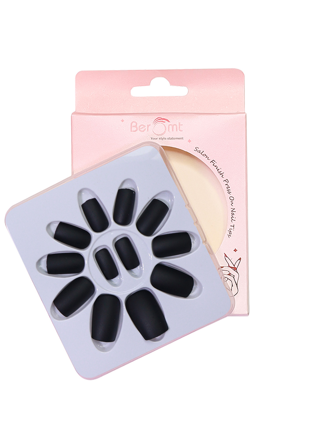 BEROMT 12 Pcs Long-Lasting Premium Matte Salon Finish Press On Nails - Shade 427