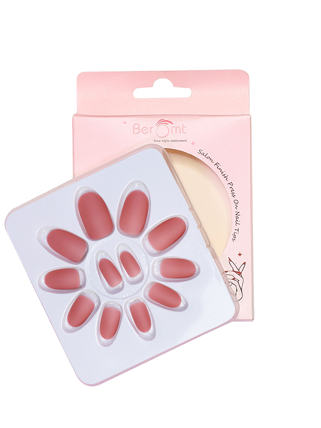 BEROMT 12 Pcs Long-Lasting Premium Matte Salon Finish Press On Nails - Shade 469