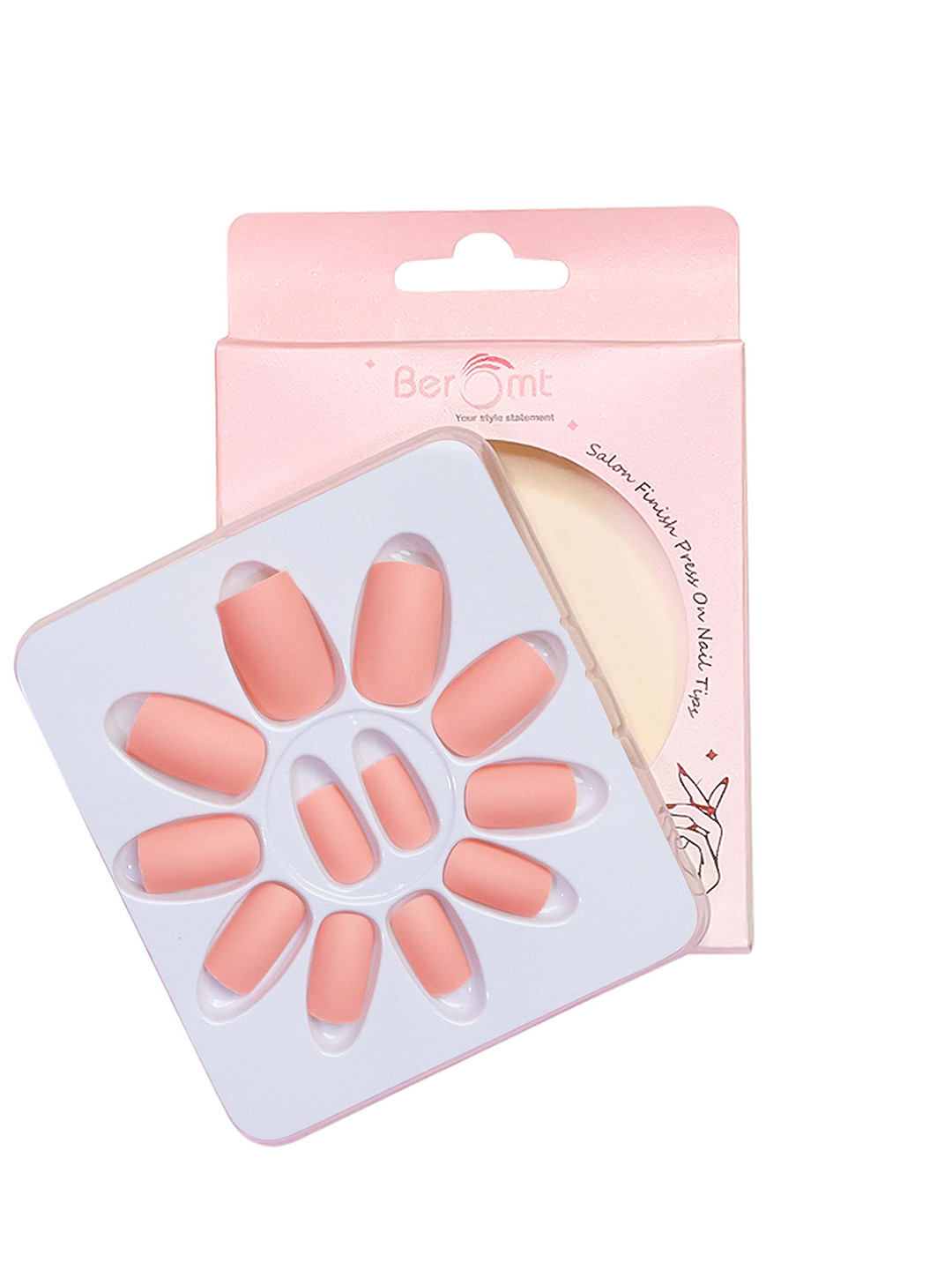 BEROMT 12 Pcs Long-Lasting Premium Matte Salon Finish Press On Nails - Shade 460