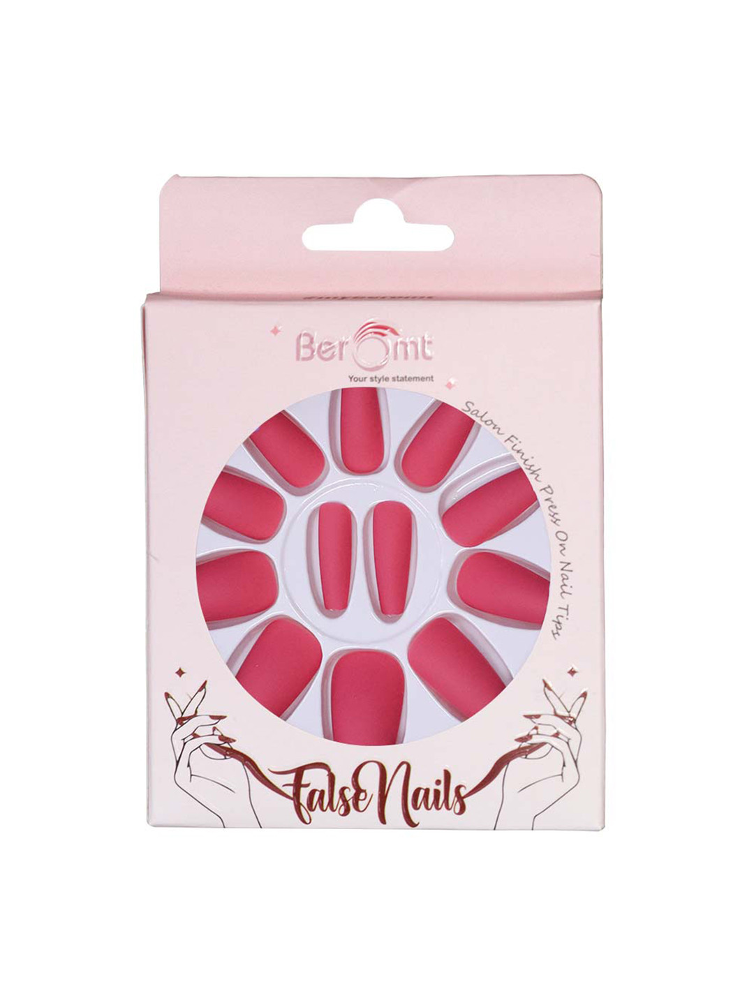 BEROMT 12 Pcs Long-Lasting Premium Matte Salon Finish Press On Nails - Shade 540