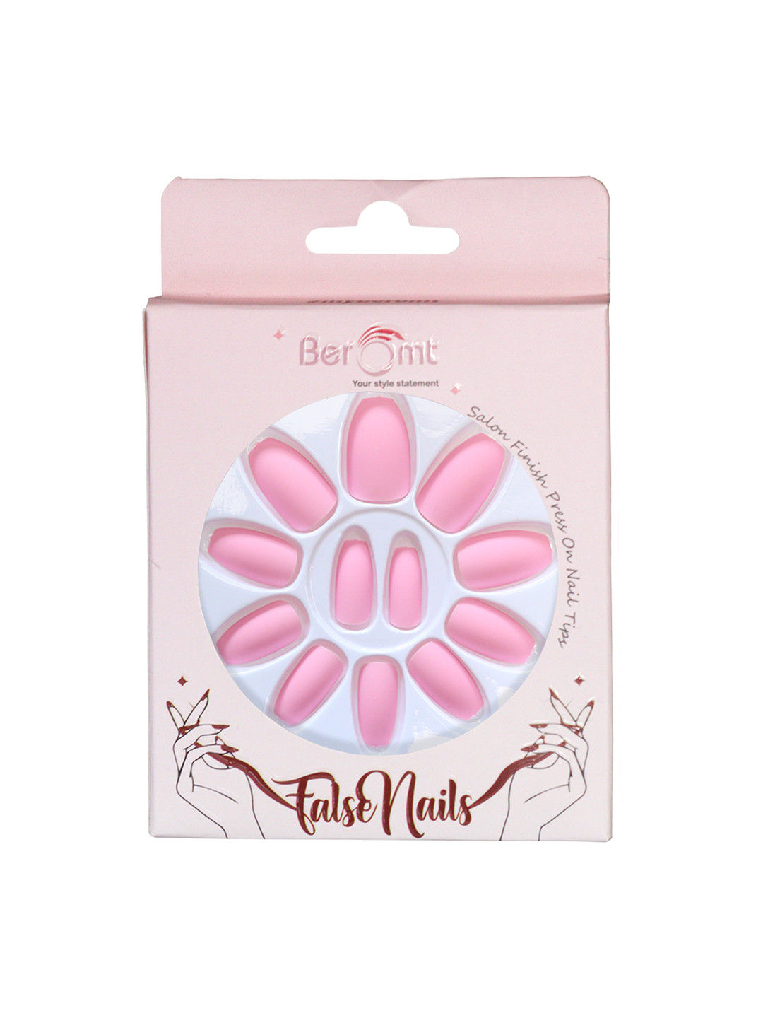 BEROMT 12 Pcs Long-Lasting Premium Matte Salon Finish Press On Nails - Shade 454