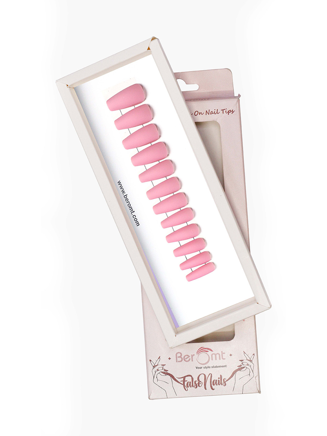 BEROMT 12 Pcs Long-Lasting Premium Matte Salon Finish Press On Nails - Shade 517
