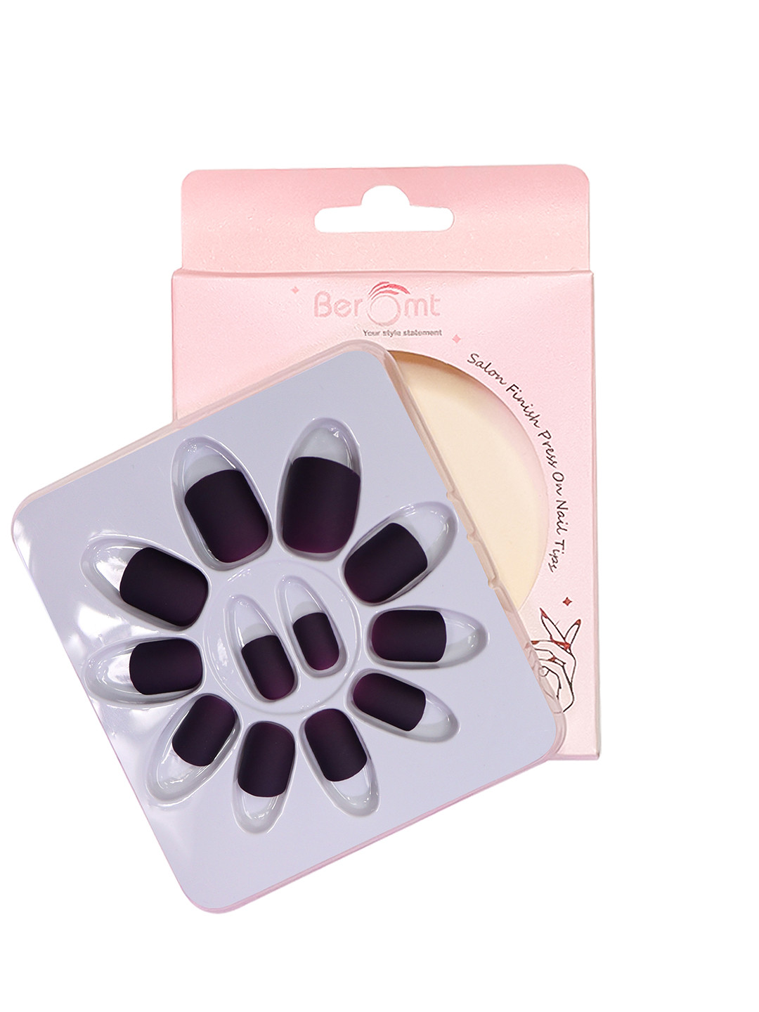 BEROMT 12 Pcs Long-Lasting Reusable Lightweight Salon Finish Press on Nail Tips-410