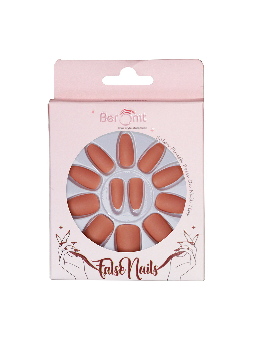 BEROMT 12 Pcs Long-Lasting Premium Matte Salon Finish Press On Nails - Shade 462