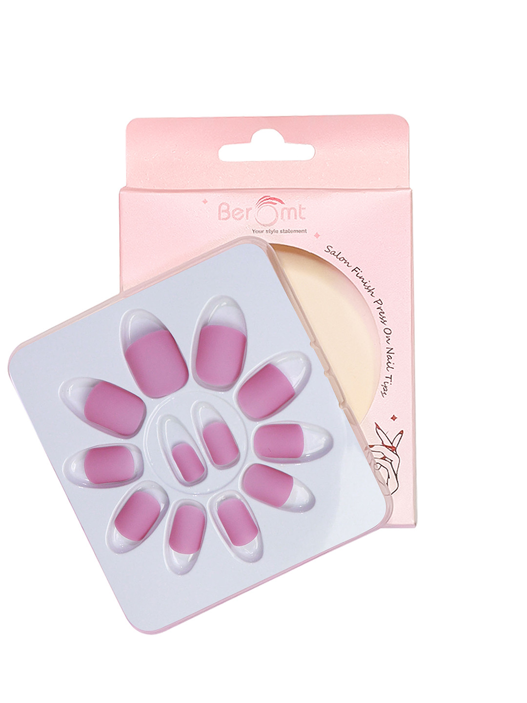 BEROMT 12 Pcs Long-Lasting Premium Matte Salon Finish Press On Nails - Shade 450