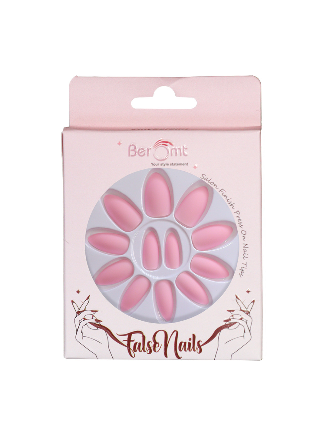 BEROMT 12 Pcs Long-Lasting Premium Matte Salon Finish Press On Nails - Shade 456