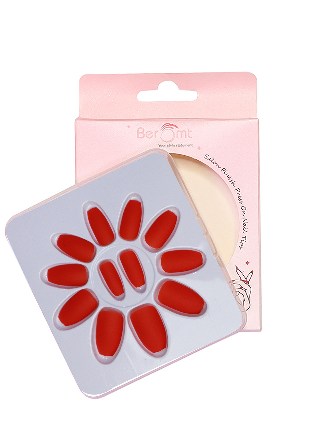 BEROMT 12 Pcs Long-Lasting Premium Matte Salon Finish Press On Nails - Shade 459