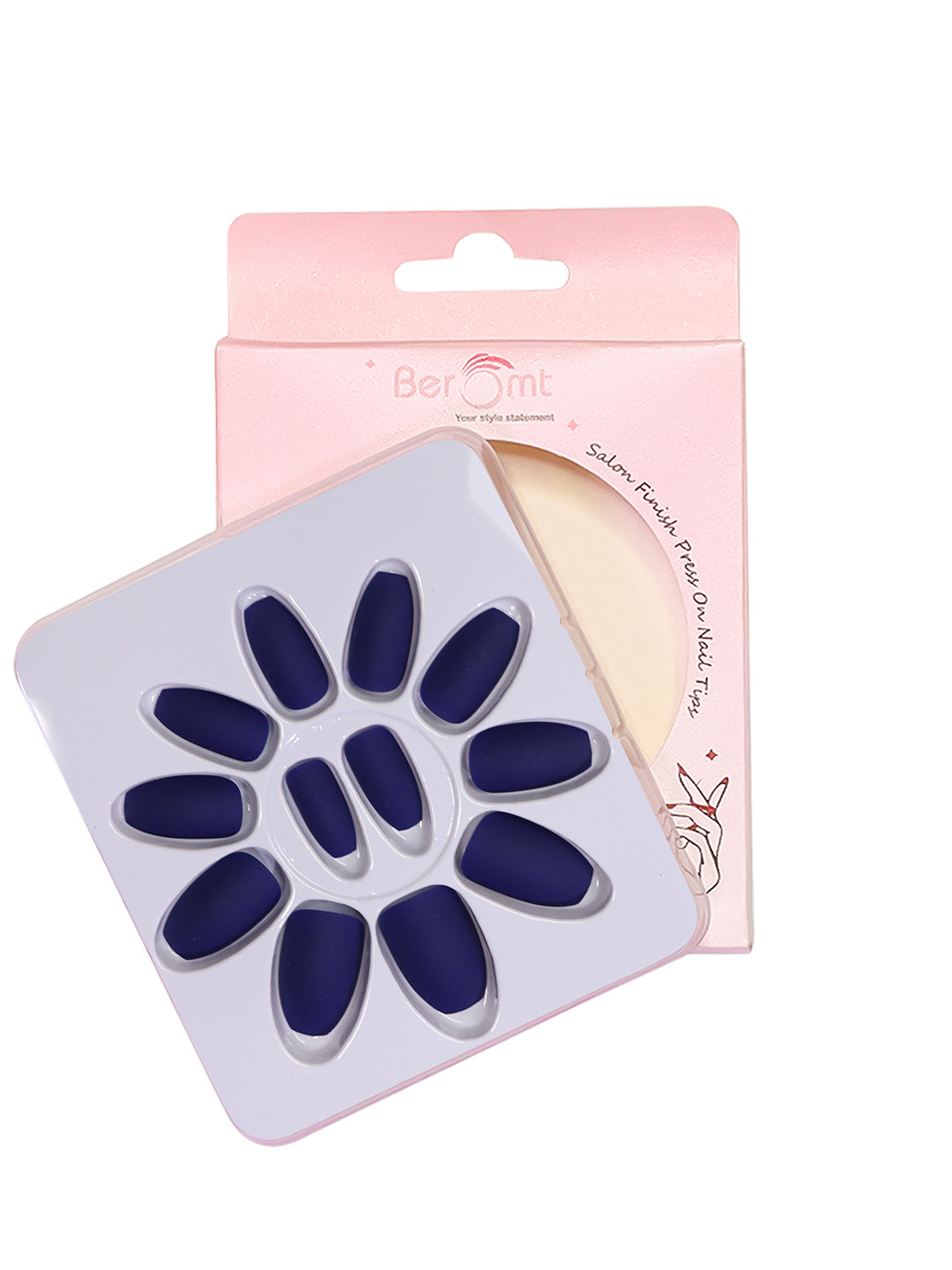 BEROMT 12 Pcs Long-Lasting Reusable Lightweight Salon Finish Press on Nail Tips-411