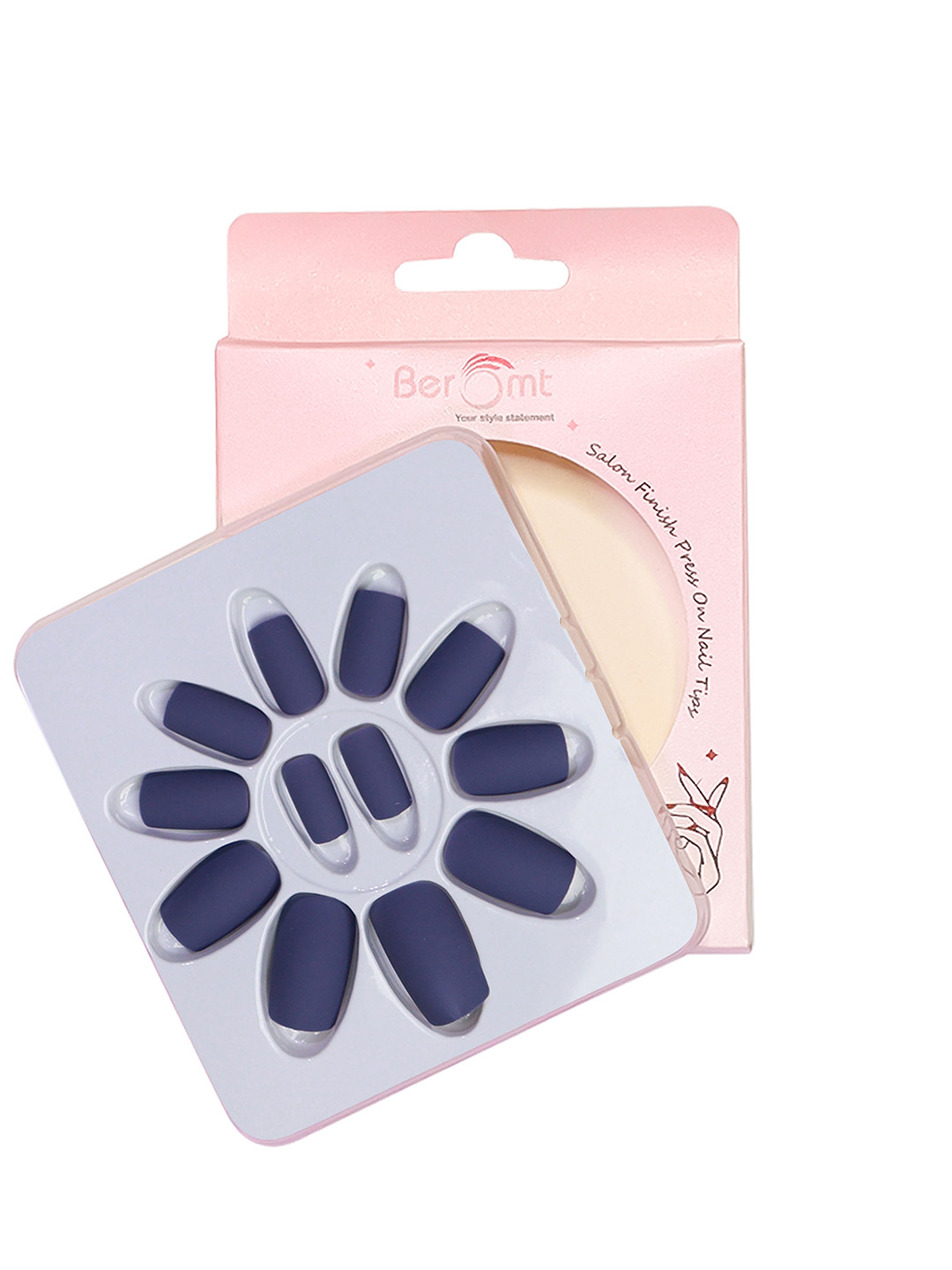 BEROMT 12 Pcs Long-Lasting Premium Matte Salon Finish Press On Nails - Shade 495
