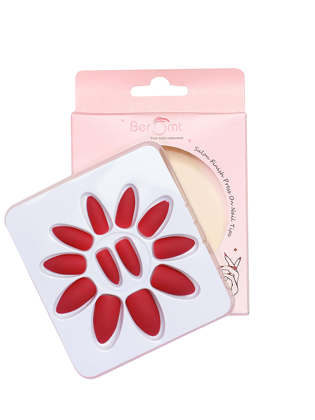 BEROMT 12 Pcs Long-Lasting Premium Matte Salon Finish Press On Nails - Shade 448