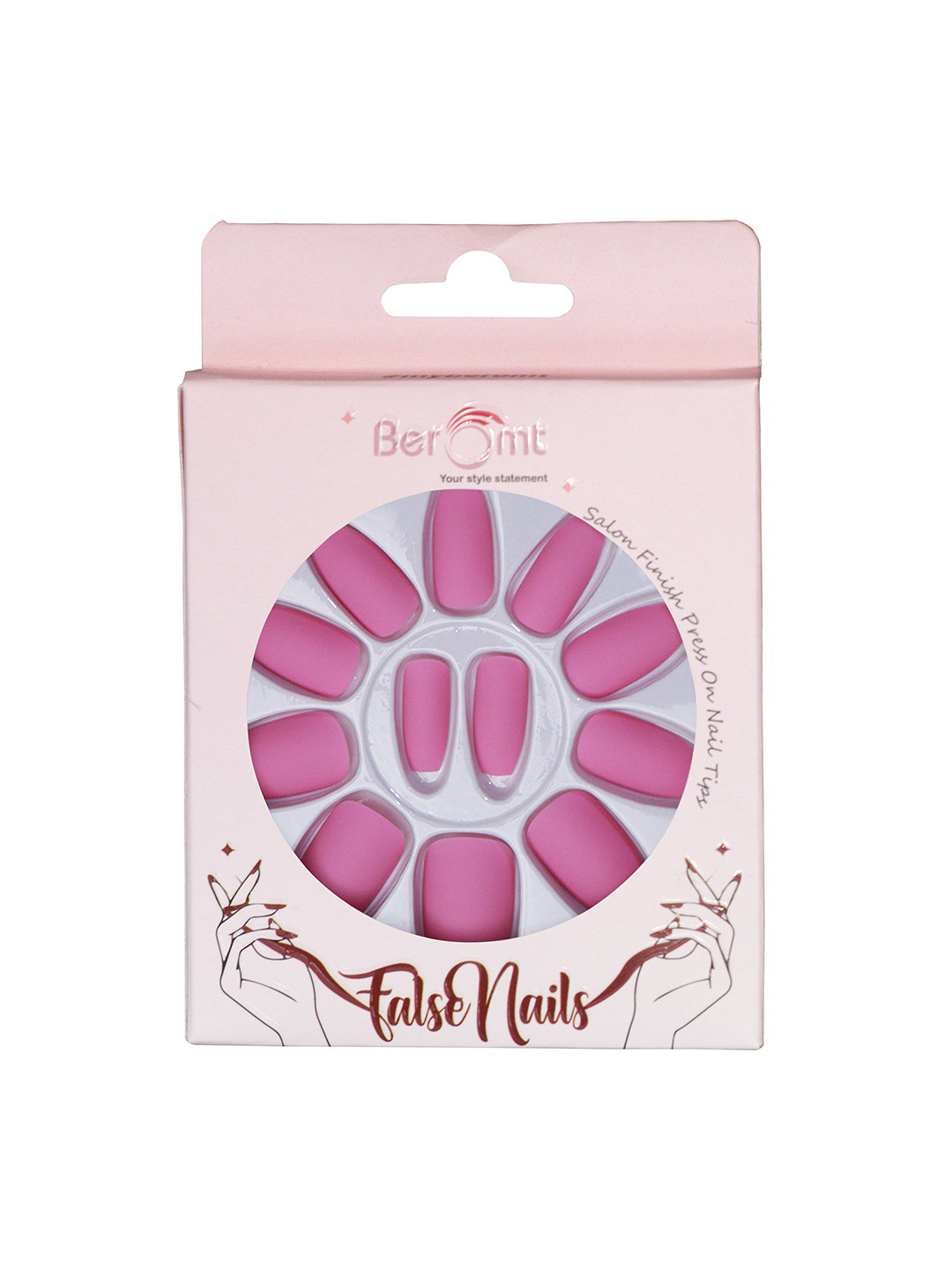 BEROMT 12 Pcs Long-Lasting Premium Matte Salon Finish Press On Nails - Shade 464