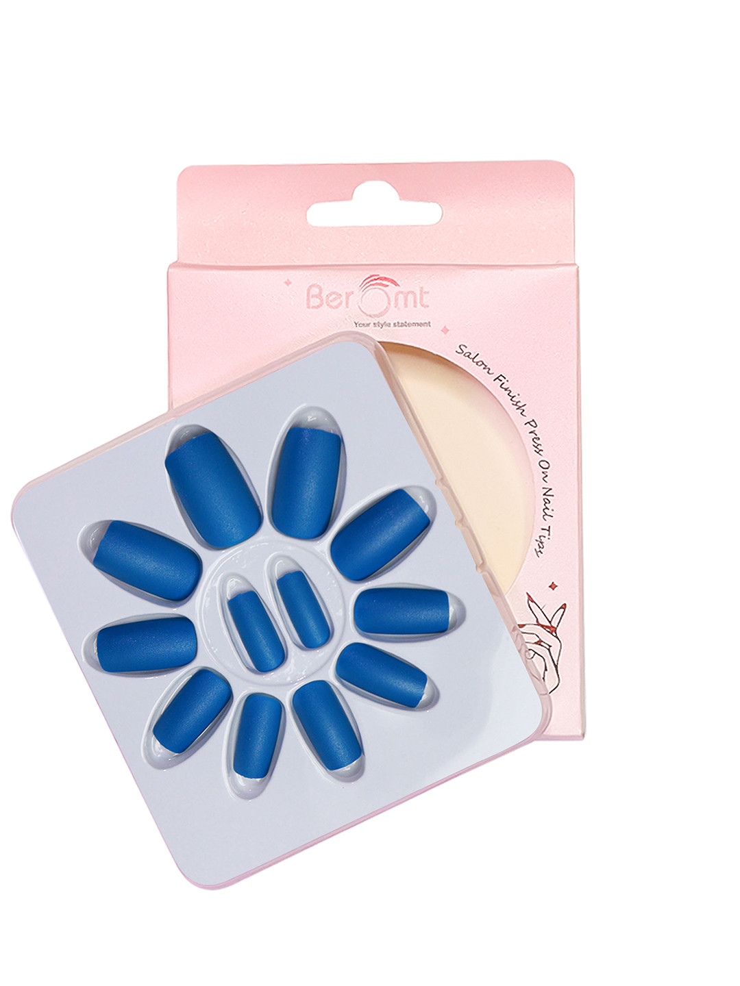 BEROMT 12 Pcs Long-Lasting Premium Matte Salon Finish Press On Nails - Shade 476