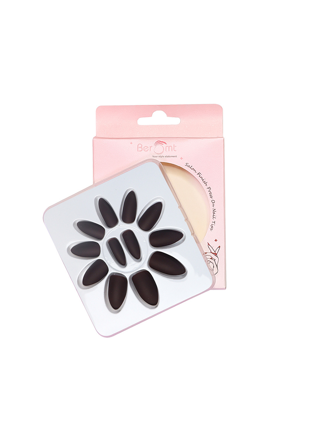 BEROMT 12 Pcs Long-Lasting Premium Matte Salon Finish Press On Nails - Shade 556