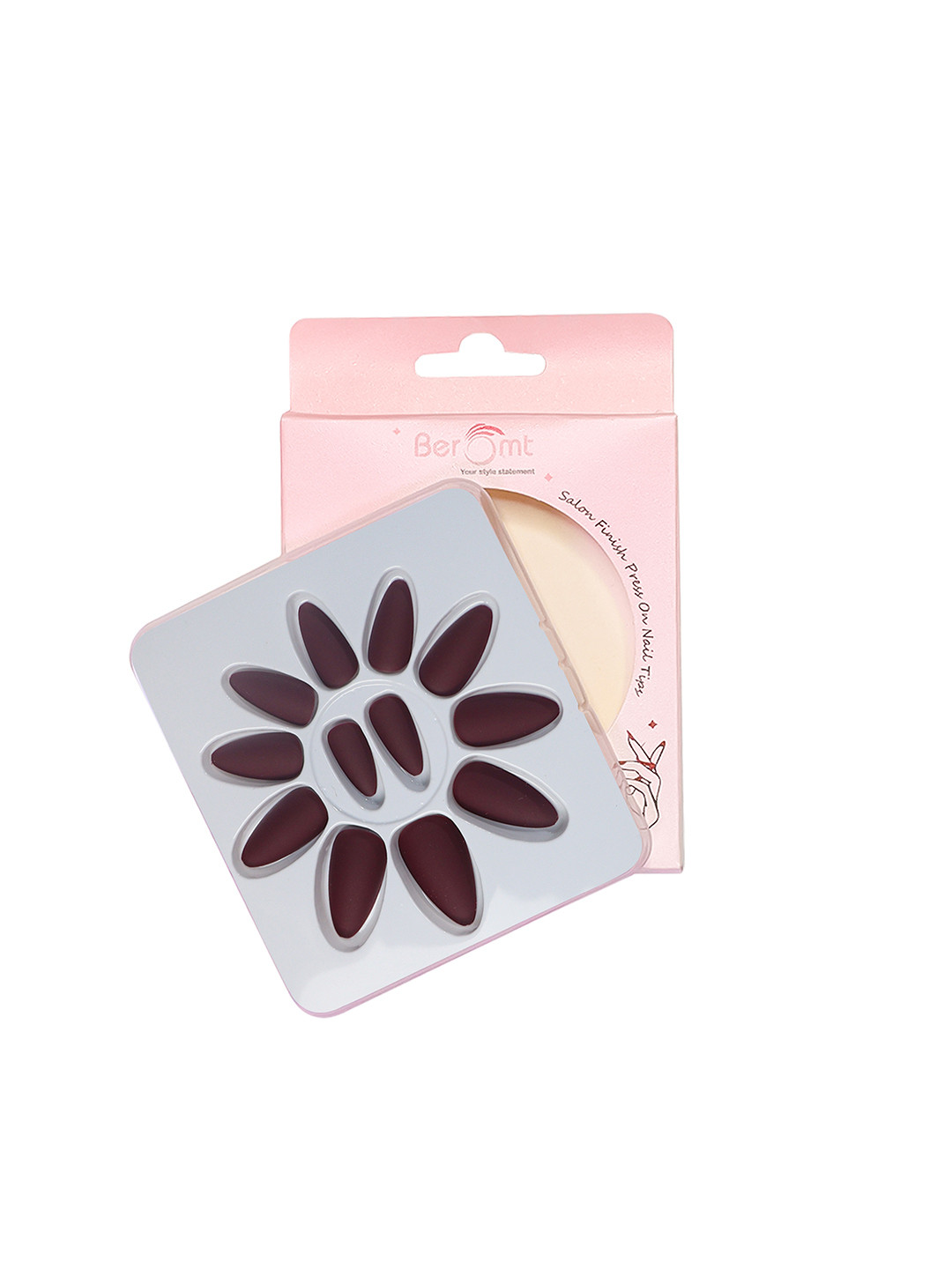 BEROMT 12 Pcs Long-Lasting Premium Matte Salon Finish Press On Nails - Shade 562
