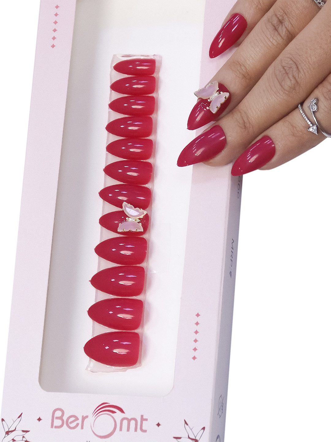 BEROMT 12 Pcs Long-Lasting Reusable Lightweight Salon Finish Press on Nail Tips - 01