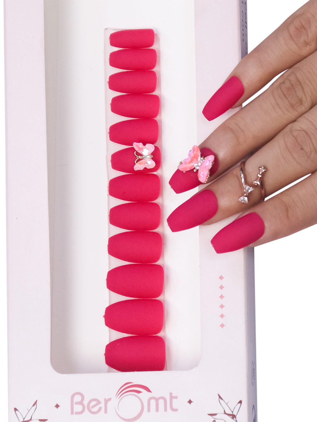 BEROMT 12 Pcs Long-Lasting Reusable Lightweight Salon Finish Press on Nail Tips - 02