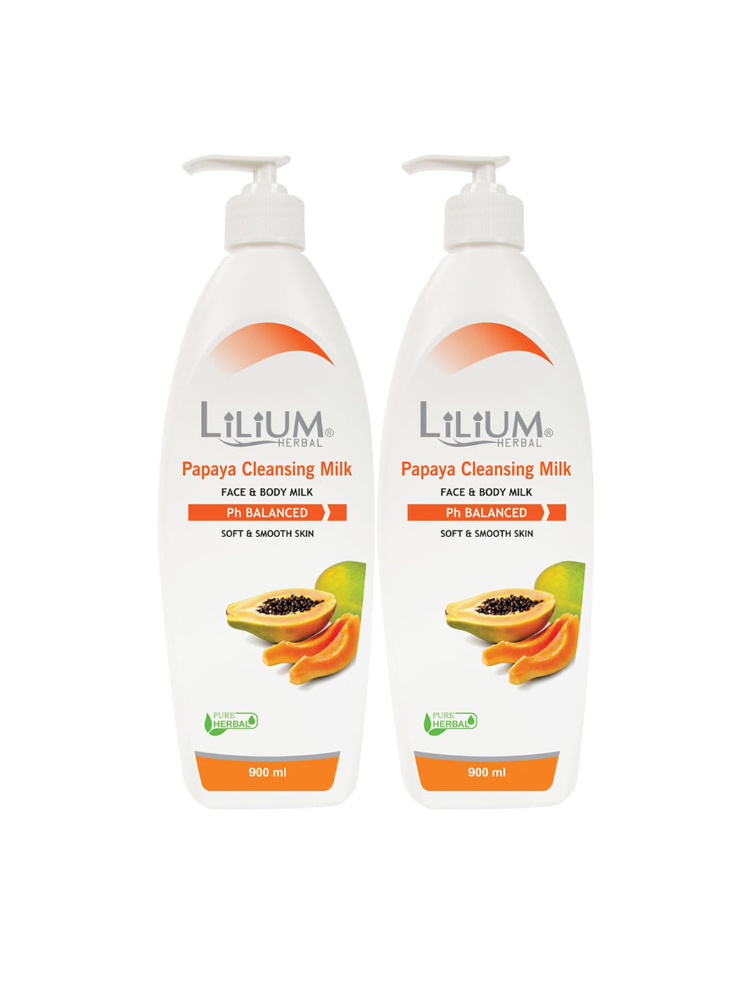 Lilium 2PCs Papaya Cleansing Milk Enriched With Natural Ingredients,900ml