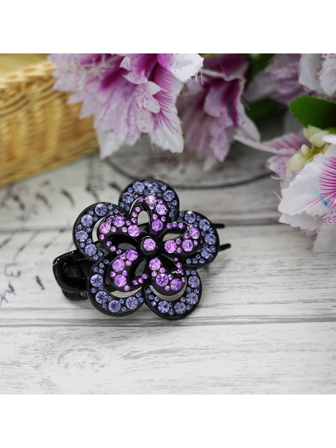 MIZORRI Women Purple Embellished Bumpit Hair Pin