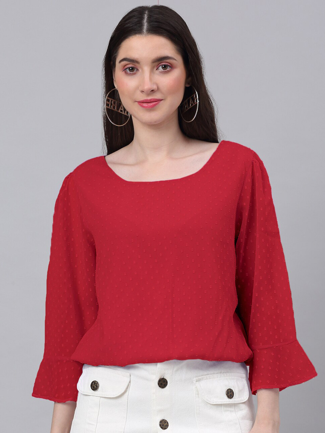 NEUDIS Red Chiffon Top