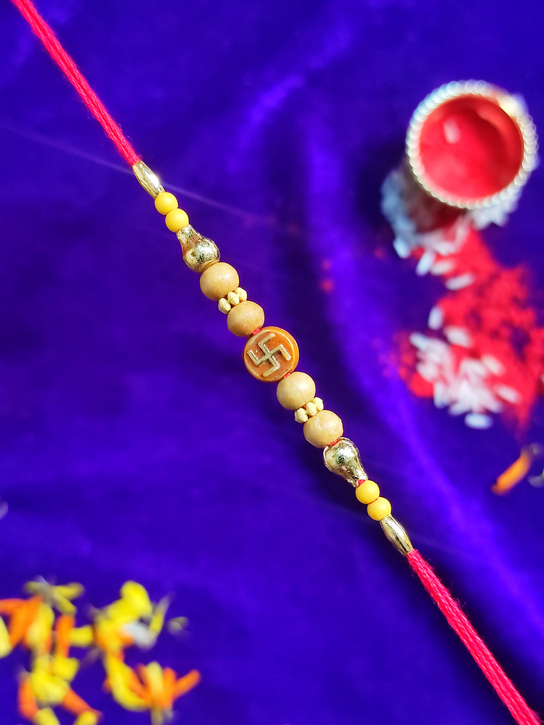CRAYTON Men Brown OM Designed Threaded Rakhi