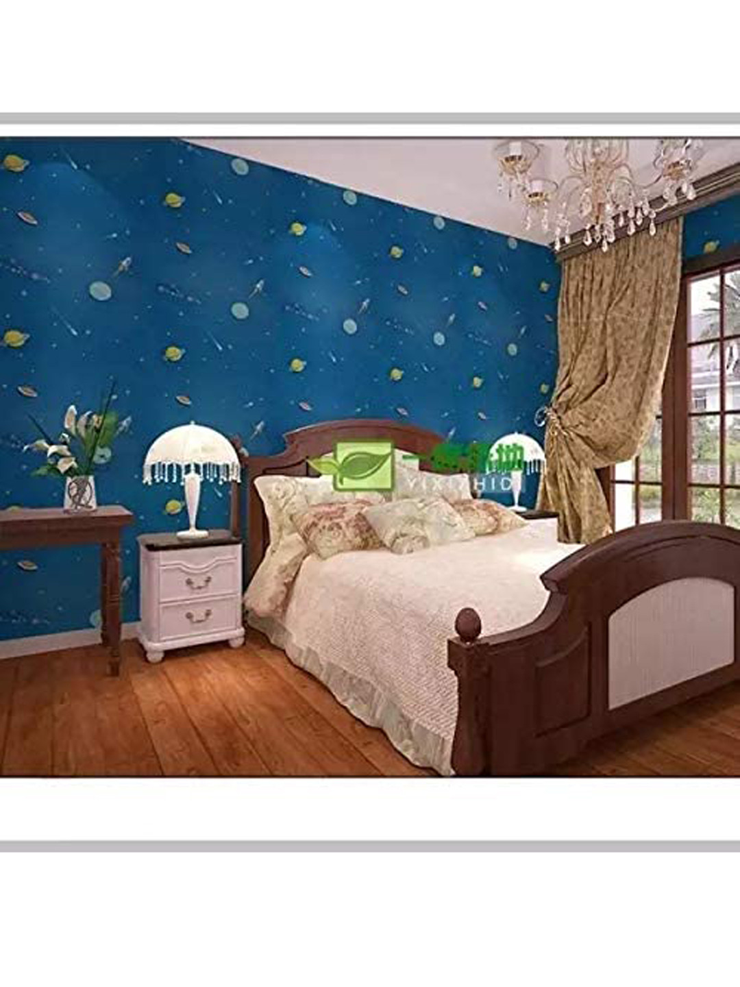 ANNA CREATIONS Blue Self Adhesive Removable Peel and Stick Wallpaper