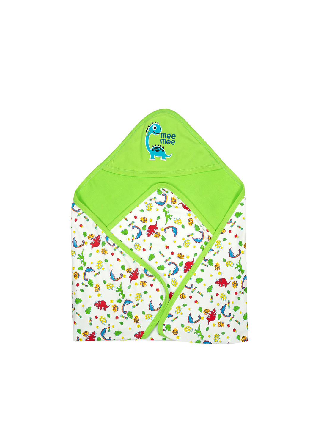 MeeMee Kids Green & Red Printed Pure Cotton Wrapper Blanket
