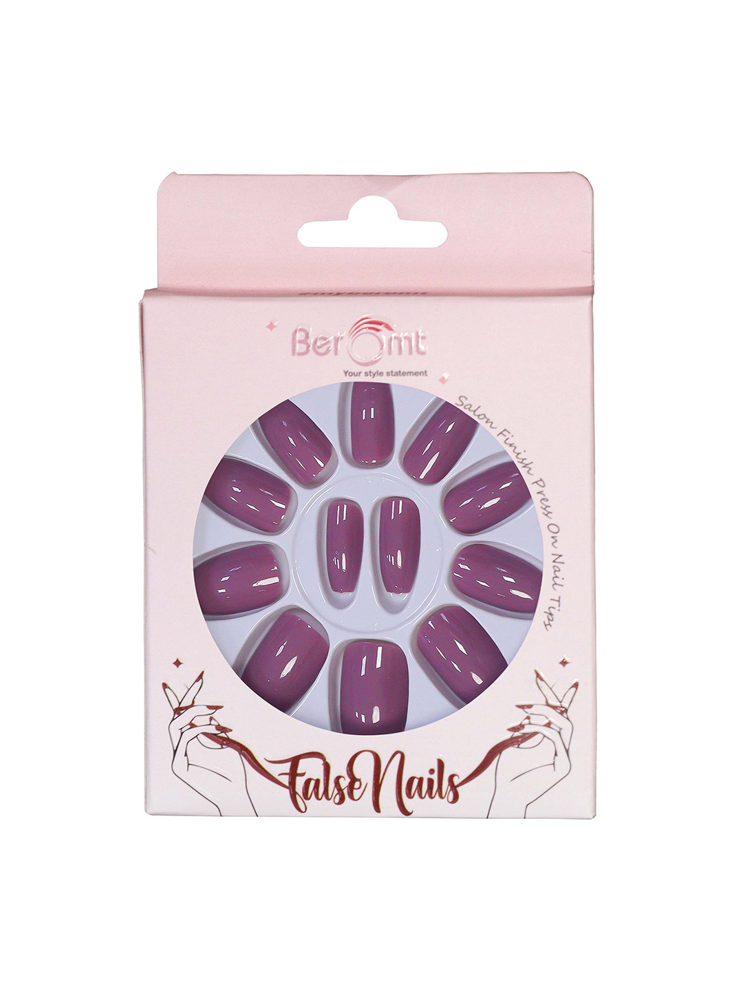 BEROMT Salon Finish Premium Glossy Press-On False Nail Tips Kit - Shade 372