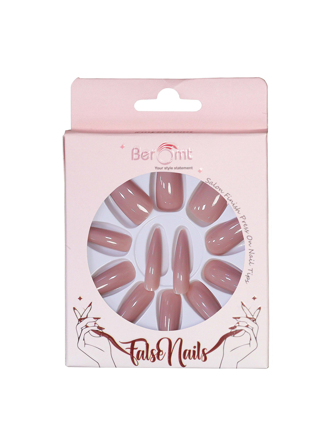 BEROMT 12 Pcs Long-Lasting Reusable Premium Glossy Salon Finish Press on Nails - Shade 317