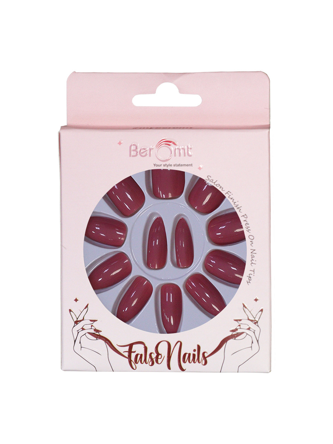 BEROMT 12 Pcs Long-Lasting Reusable Lightweight Salon Finish Press on Nail Tips - 338