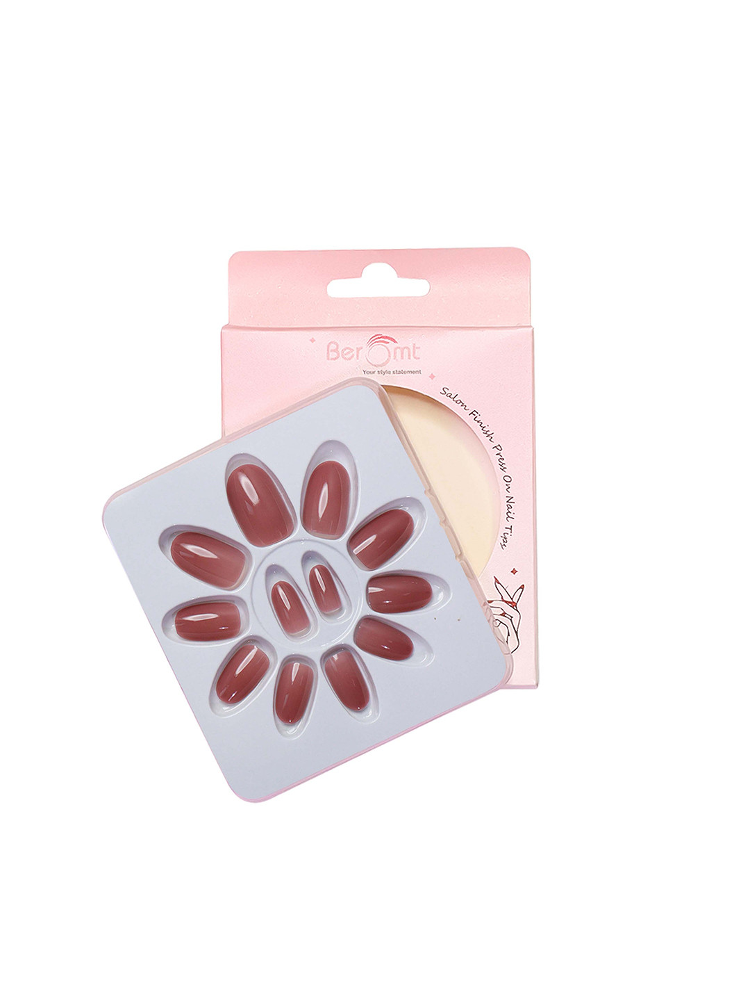 BEROMT Salon Finish Premium Glossy Press-On False Nail Tips Kit - Shade 390