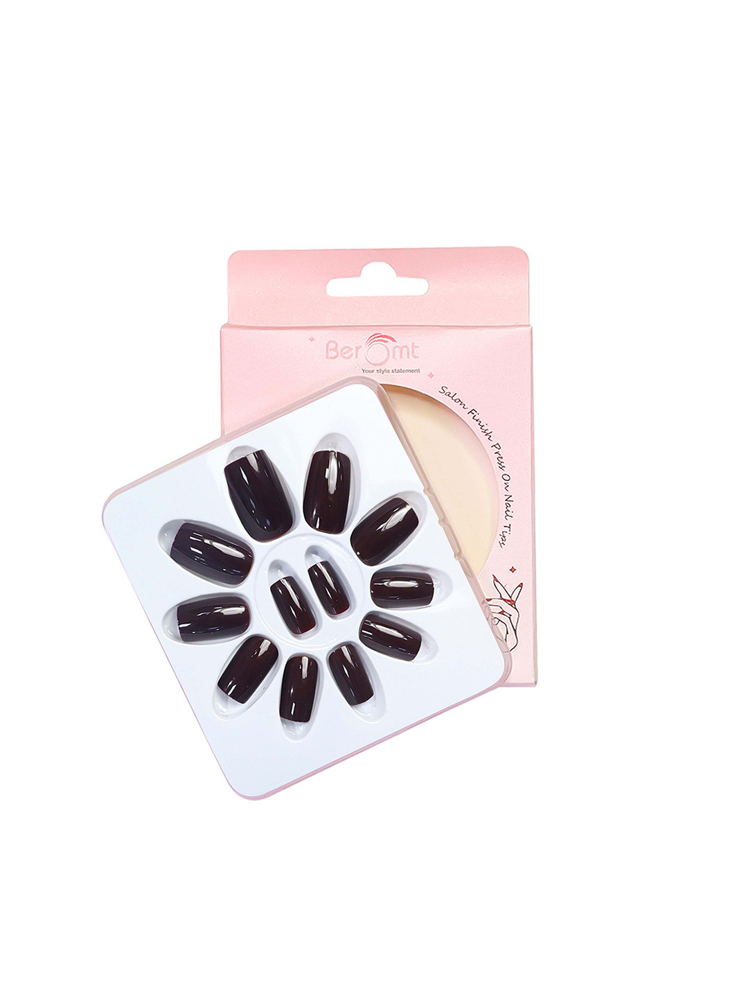 BEROMT 12 Pcs Long-Lasting Reusable Lightweight Salon Finish Press on Nail Tips-435