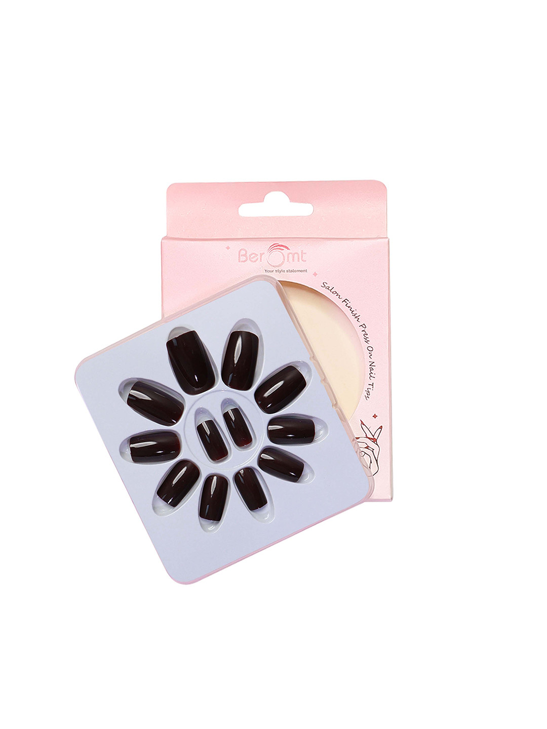 BEROMT Salon Finish Premium Glossy Press-On False Nail Tips Kit - Shade 369