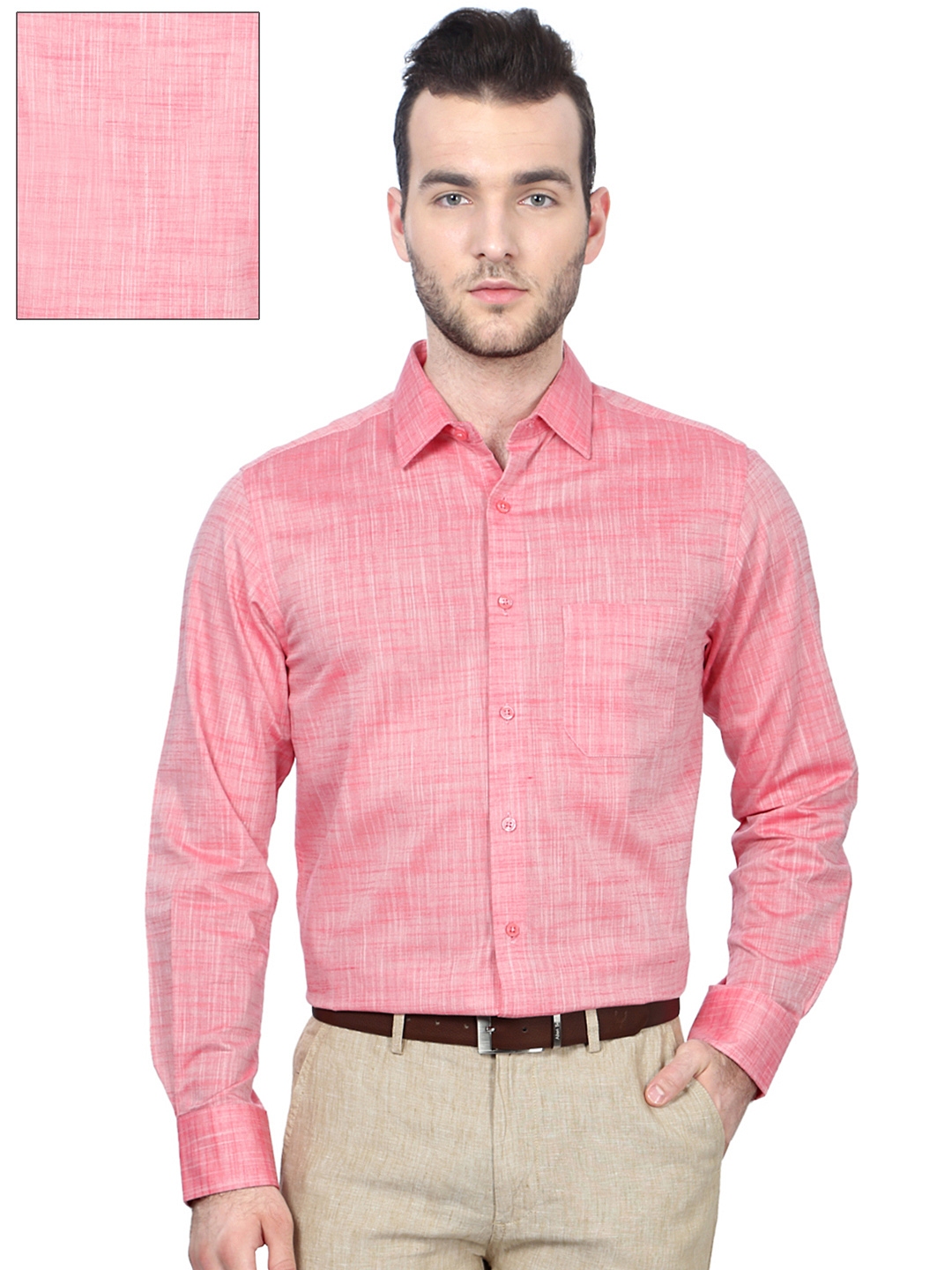 Pink shirt shop cream pant