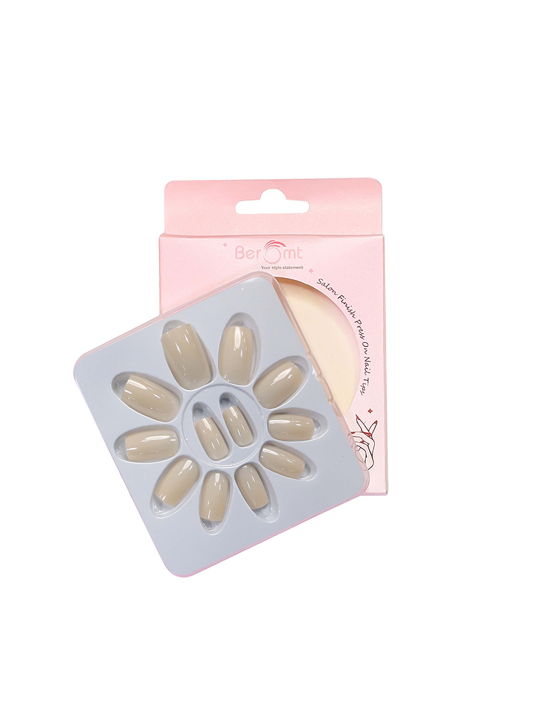BEROMT 12 Pcs Long-Lasting Reusable Lightweight Salon Finish Press on Nail Tips-445