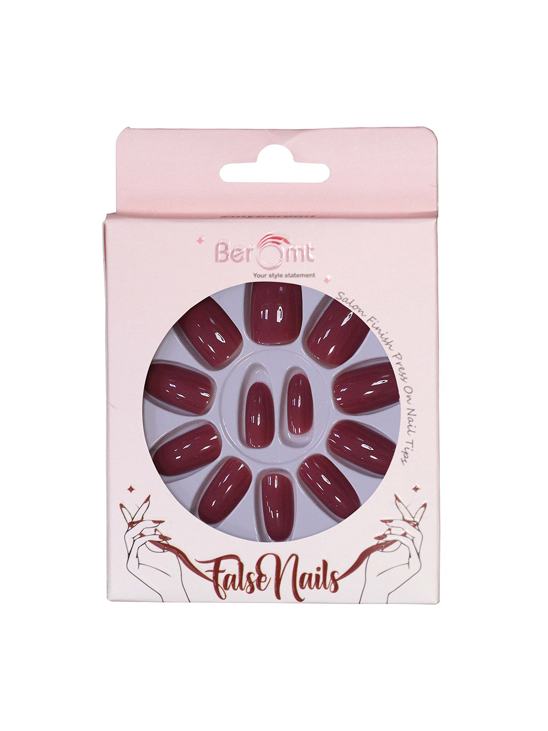 BEROMT Salon Finish Premium Glossy Press-On False Nail Tips Kit - Shade 392