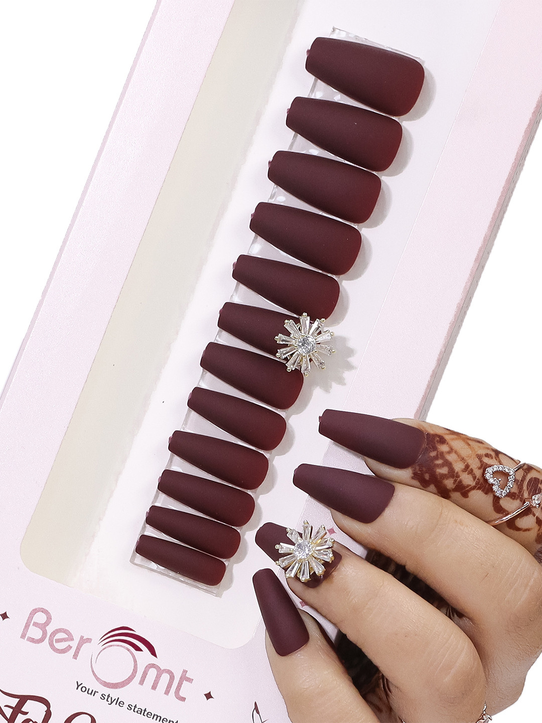 BEROMT Salon Finish Rotating Charm Press-On False Nail Tips Kit - Shade BFNC01RC