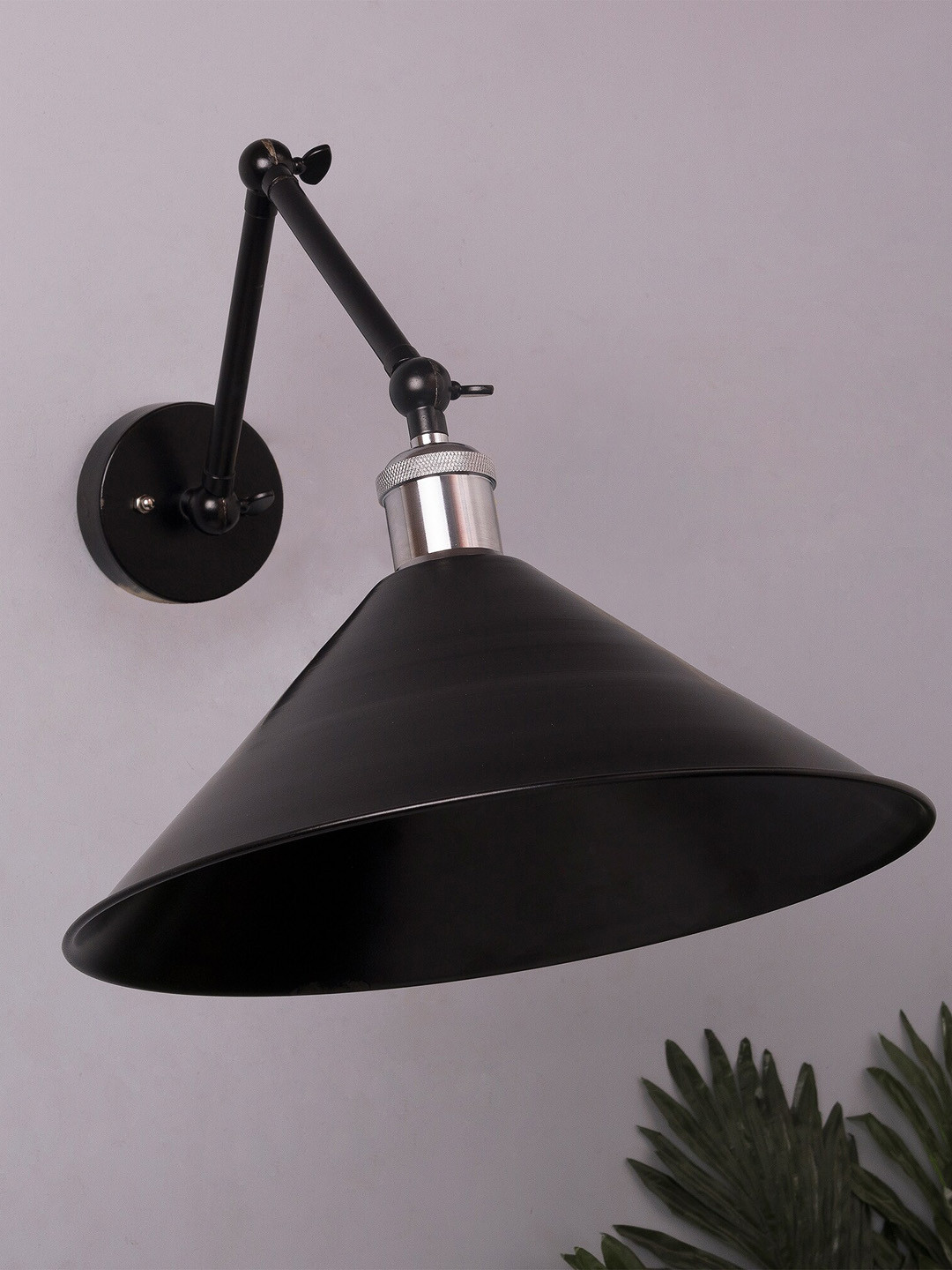 Homesake Nickel Edison Black 360 Barn Cone Shade Wall Lamp