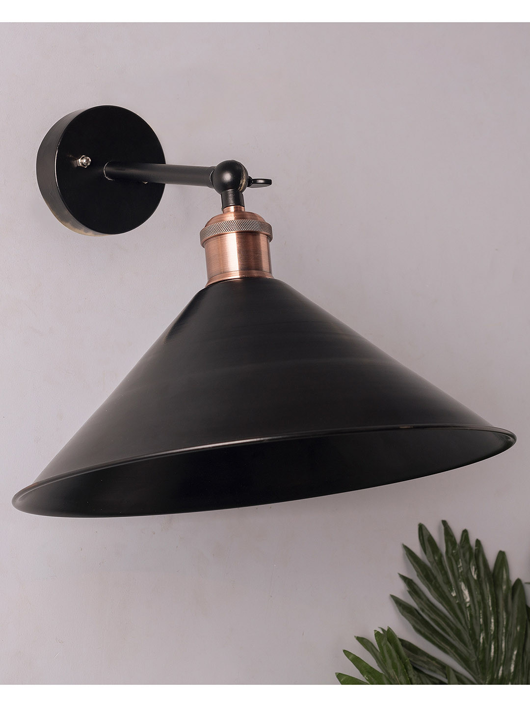 Homesake Black Solid Barn Cone Metal Swing Wall Lamp