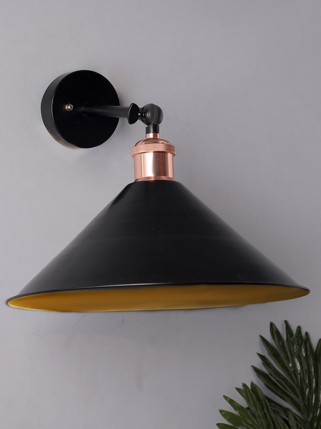 Homesake Black Solid Barn Cone Metal Swing Wall Lamp
