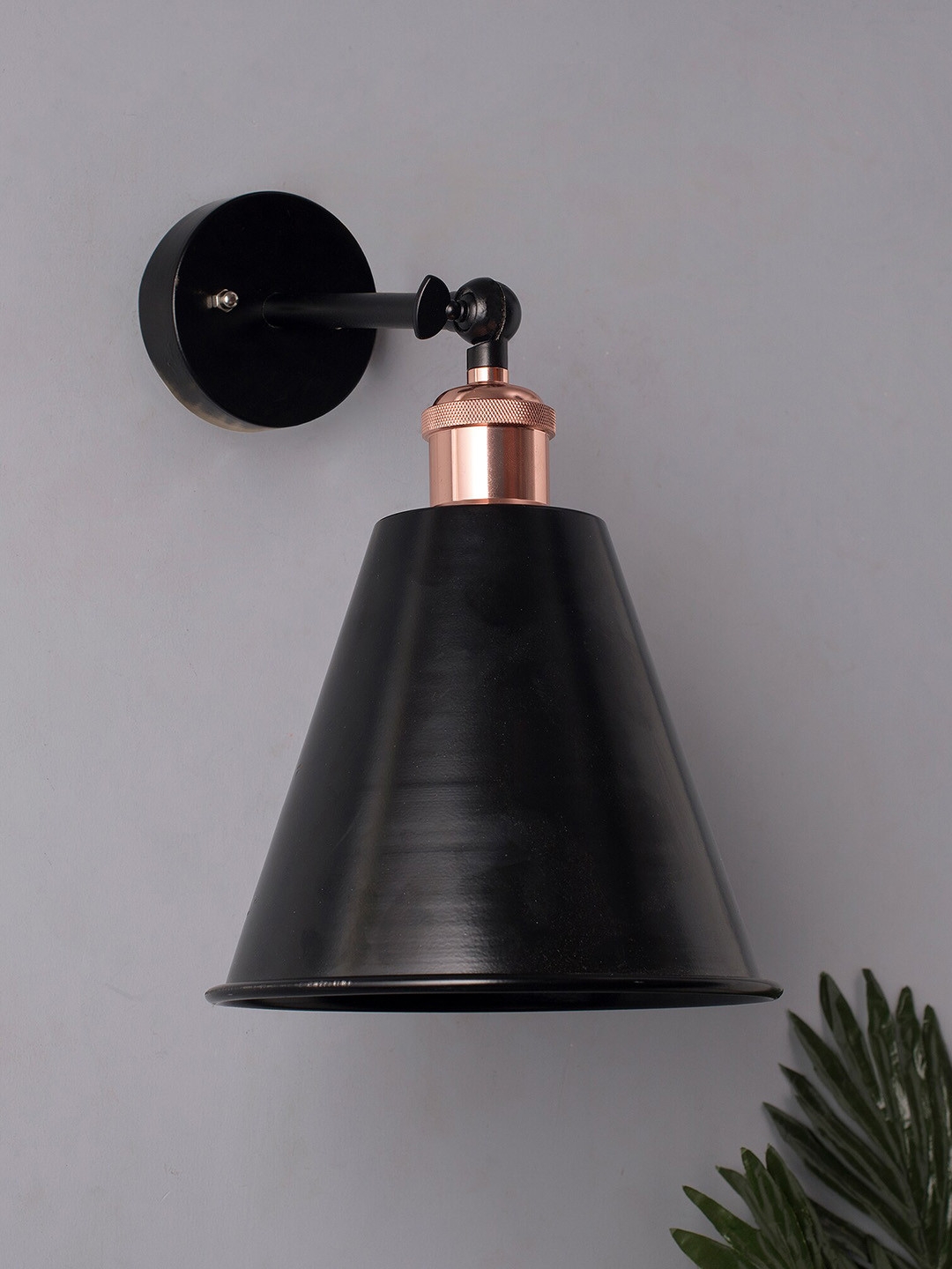 Homesake Black Solid Wall Lamps With Cone Shade