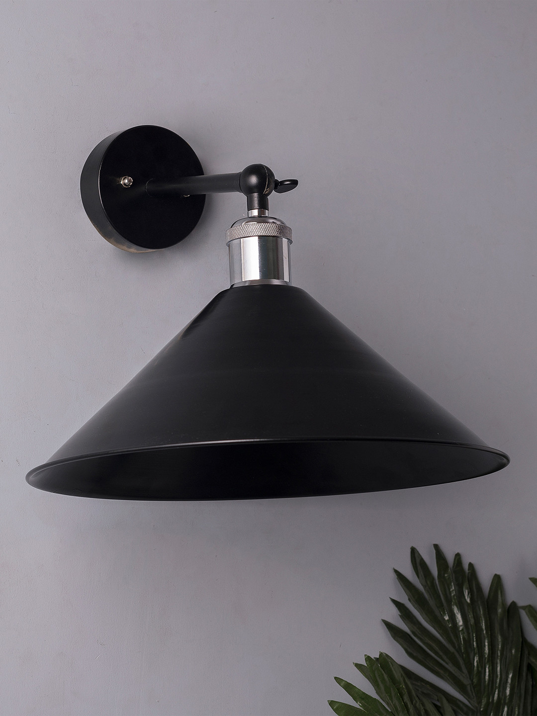 Homesake  Black Solid Handcrafted Cone Shaped Swing Arm  Wall Lamps