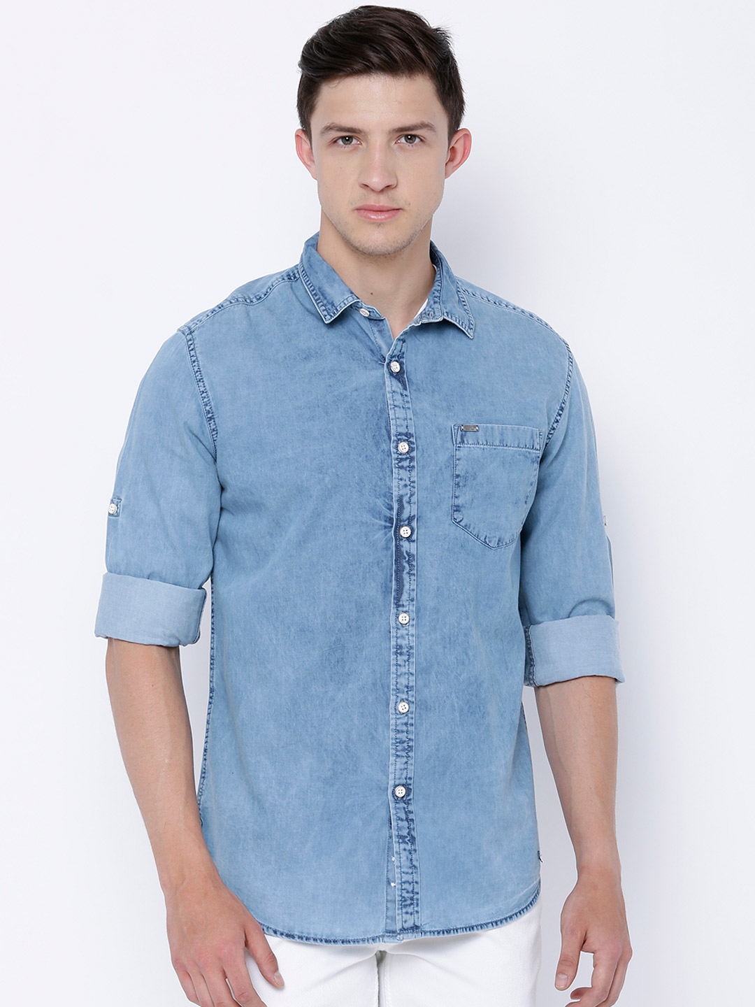 White denim shirts mens hot sale