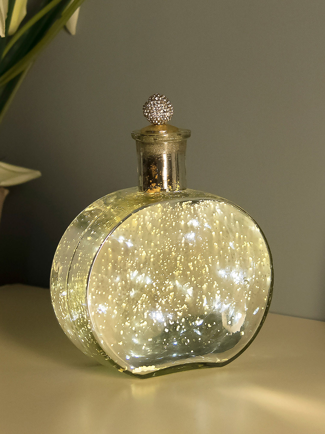 Homesake Mercury Silver Round Bottle Copper Star String Lights with Dazzle Ball Lid