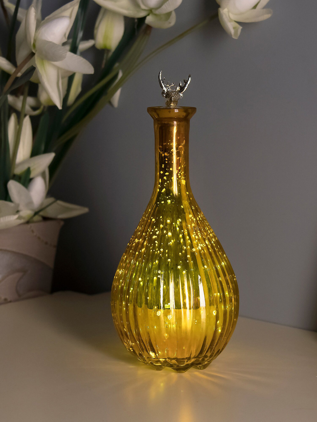 Homesake Yellow Glass Bottle Table Lamp