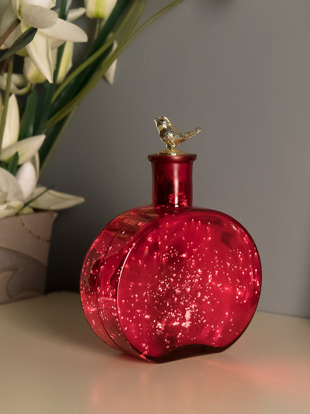 Homesake Red Glass Bottle Table Lamp