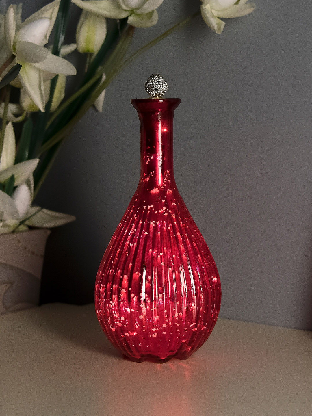 Homesake Red Glass Bottle Table Lamp