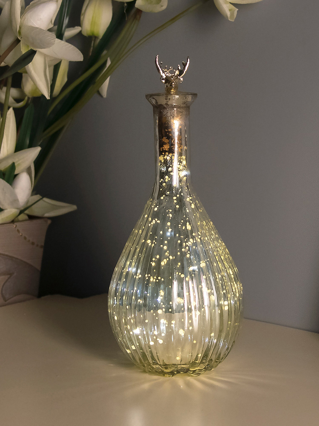 Homesake Silver Glass Bottle Table Lamp